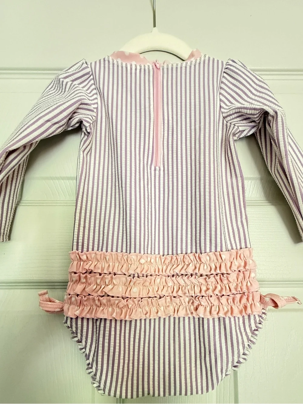 Ruffle Butts Striped Long-Sleeve Baby One-Piece - 18-24 months